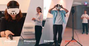 Image showing all the people who can participate in the spatial media program. It includes the audience, the presenter, the director, and the journalist.